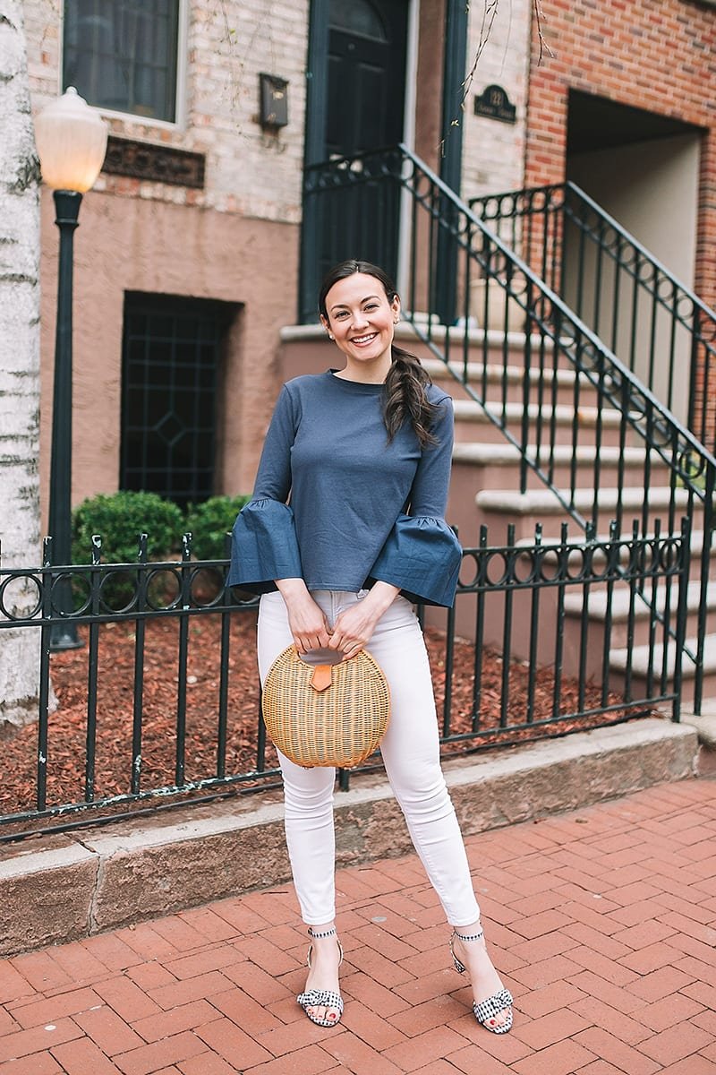 neutrals and white jeans outfit HOW TO STYLE GINGHAM