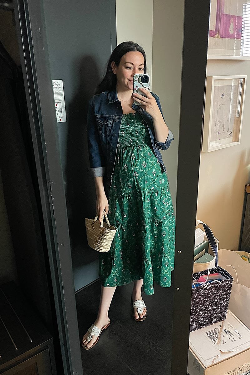 green smocked dress | WEEK OF OUTFITS 6.15.21