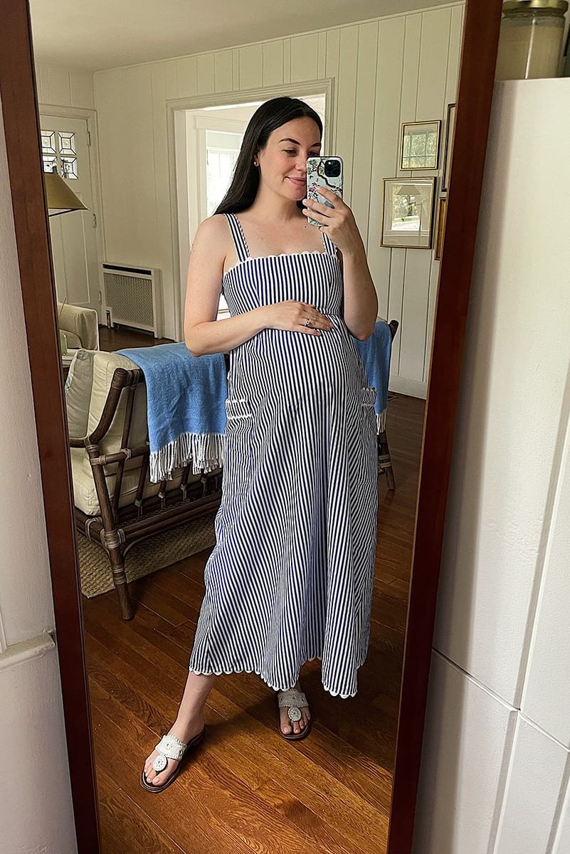 scalloped striped dress